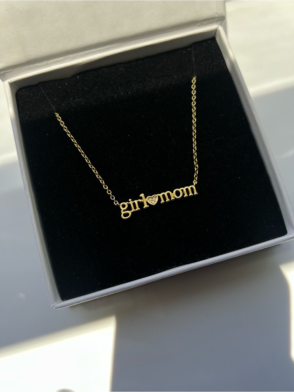 New Girl Mom Love Heart Mothers Day Gift Link Chain Zircon Pendant Necklace